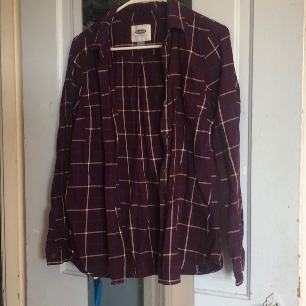 Flannel button down shirt.